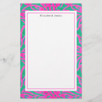 Aquarellfarbe Rosa + grüner Damast