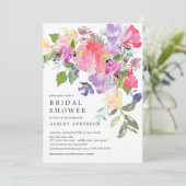 Aquarellfarbe Rosa Lila Brautparty Einladung (Stehend Vorderseite)