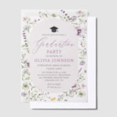 Aquarellfarbe Rosa Lila Wildblume Abschluss Pergament Einladungen (Versetzt)