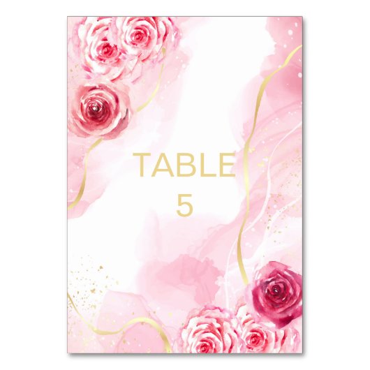 Aquarellfarbe Rosa Magenta Rose Tischnummer (Vorderseite)