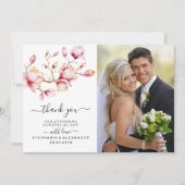 Aquarellfarbe Rosa Magnolia Blume Dankeskarte (Vorderseite)