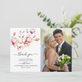 Aquarellfarbe Rosa Magnolia Blume Dankeskarte (Stehend Vorderseite)