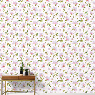 Aquarellfarbe Rosa Magnolia Blume Tapete