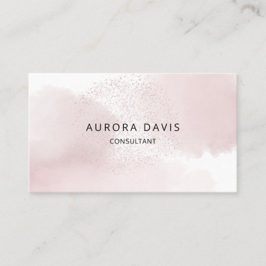 Aquarellfarbe Rosa Minimalistisch Moderne Visitenkarte (Vorderseite)
