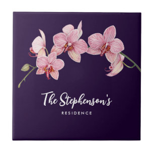 Aquarellfarbe Rosa Moth Orchideen Malerei Fliese