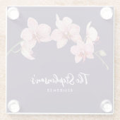 Aquarellfarbe Rosa Moth Orchideen Malerei Glasuntersetzer (Rückseite)