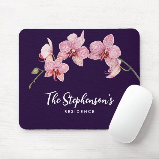 Aquarellfarbe Rosa Moth Orchideen Malerei Mousepad (Mit Mouse)