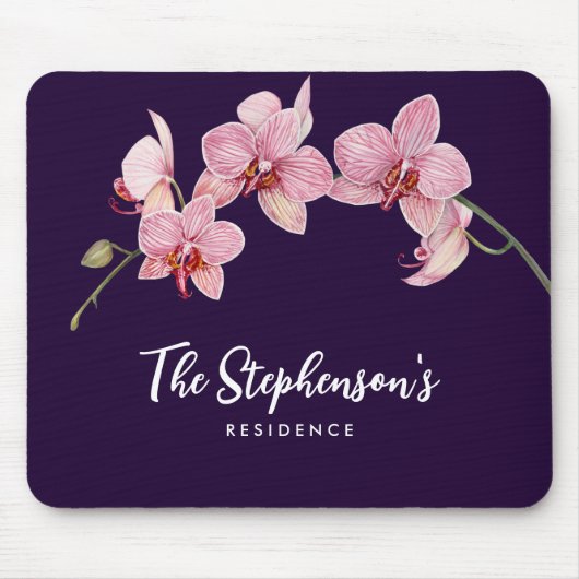 Aquarellfarbe Rosa Moth Orchideen Malerei Mousepad (Vorne)