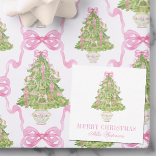 Aquarellfarbe Rosa Nutcracker Weihnachten Baum Mitteilungskarte