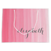 Aquarellfarbe Rosa Ombre Feminine Monogram Name Große Geschenktüte (Vorderseite)