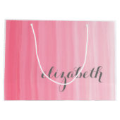 Aquarellfarbe Rosa Ombre Feminine Monogram Name Große Geschenktüte (Rückseite)