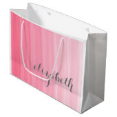 Aquarellfarbe Rosa Ombre Feminine Monogram Name Große Geschenktüte (Vorderseite Schrägansicht)
