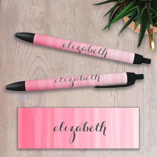 Aquarellfarbe Rosa Ombre Feminine Monogram Name Kugelschreiber