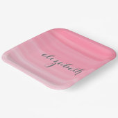 Aquarellfarbe Rosa Ombre Feminine Monogram Name Pappteller (Gewinkelt)