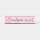 Aquarellfarbe Rosa Ombre Feminine Monogram Name Schreibtischnamensplakette (Vorderseite )