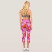 Aquarellfarbe Rosa Orange Abstrakt Capri Leggings (Rückseite)