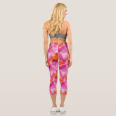 Aquarellfarbe Rosa Orange Abstrakt Capri Leggings (Rückseite)