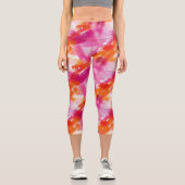 Aquarellfarbe Rosa Orange Abstrakt Capri Leggings (Vorderseite)
