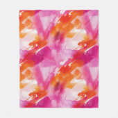 Aquarellfarbe Rosa Orange Abstrakt Fleecedecke (Vorderseite)