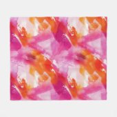 Aquarellfarbe Rosa Orange Abstrakt Fleecedecke (Vorderseite (Horizontal))
