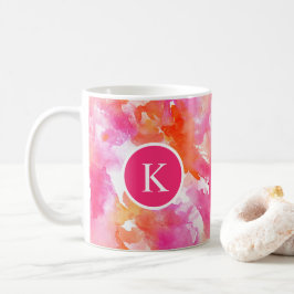 Aquarellfarbe Rosa Orange Abstrakt Kaffeetasse