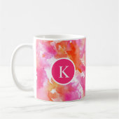 Aquarellfarbe Rosa Orange Abstrakt Kaffeetasse (Links)