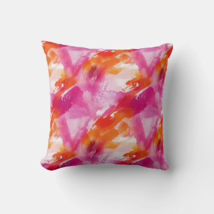 Aquarellfarbe Rosa Orange Abstrakt Kissen