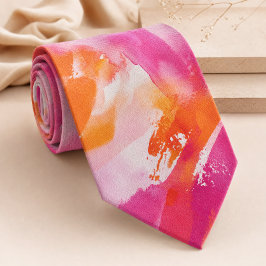 Aquarellfarbe Rosa Orange Abstrakt Krawatte