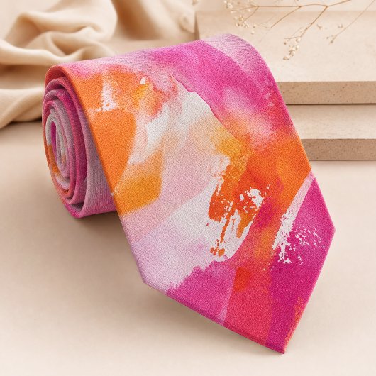 Aquarellfarbe Rosa Orange Abstrakt Krawatte