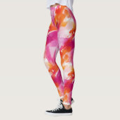 Aquarellfarbe Rosa Orange Abstrakt Leggings (Links)