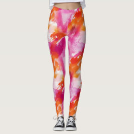 Aquarellfarbe Rosa Orange Abstrakt Leggings