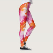 Aquarellfarbe Rosa Orange Abstrakt Leggings (Rechts)