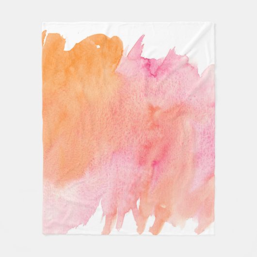 Aquarellfarbe Rosa Orange Fleecedecke (Vorderseite)