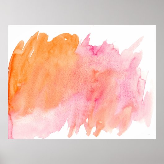 Aquarellfarbe Rosa Orange Poster (Vorne)