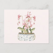Aquarellfarbe Rosa Orchid Blume Vase Postkarte (Vorderseite)