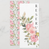 Aquarellfarbe Rosa Rosa Blumenstuhl Zeichen Menükarte (Vorne/Hinten)