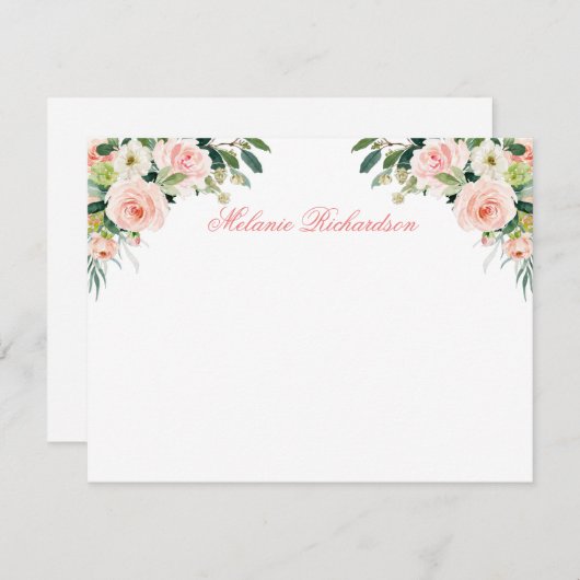 Aquarellfarbe Rosa Rosa Weiße Blüte Personalisiert Mitteilungskarte (Vorne/Hinten)