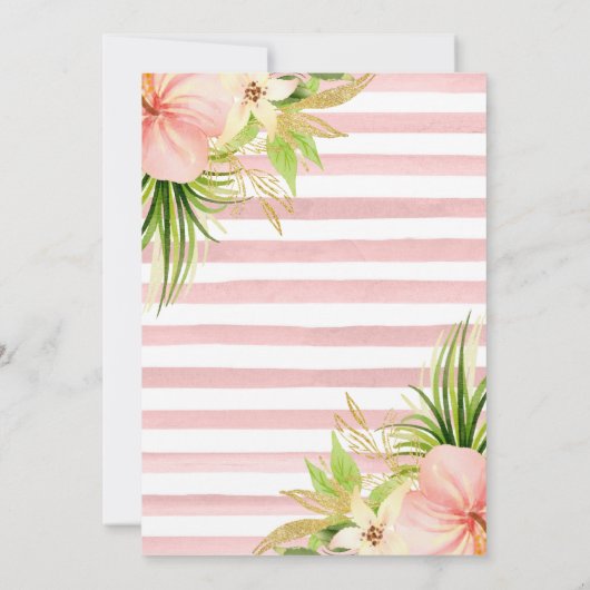 Aquarellfarbe Rosa Tropische Blume Abschluss Einladung (Rückseite)