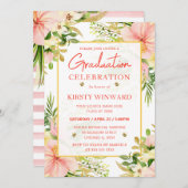 Aquarellfarbe Rosa Tropische Blume Abschluss Einladung (Vorne/Hinten)