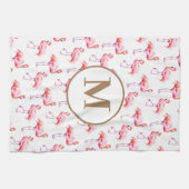 Aquarellfarbe Rosa Tropischer Flamingo Custom Mono Geschirrtuch (Horizontal)