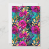 Aquarellfarbe Rosa und Aquamarine Blume Süß 16 Einladung (Rückseite)