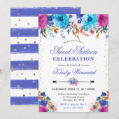 Aquarellfarbe Rosa und Blüten Süß 16 Einladung (Vorne/Hinten)