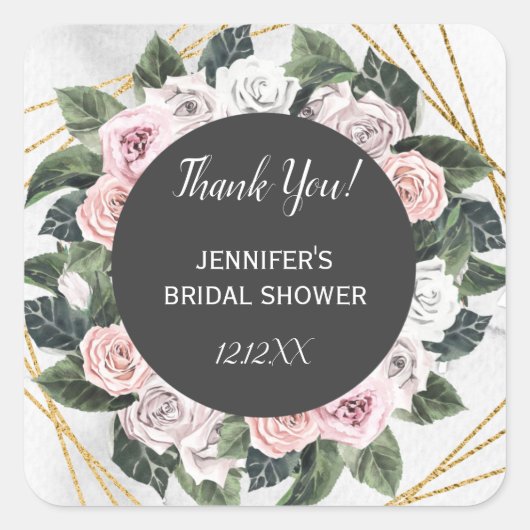 Aquarellfarbe Rosa und Gold Quadratischer Aufkleber (Vorderseite)