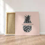 Aquarellfarbe Rosa und Graue Ananas | Ihr Name Leinwanddruck<br><div class="desc">Aquarellfarbe Rosa und Graue Ananas | Ihr Name</div>