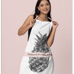 Aquarellfarbe Rosa und Graue Ananas | Ihr Name Schürze<br><div class="desc">Aquarellfarbe Rosa und Graue Ananas | Ihr Name</div>