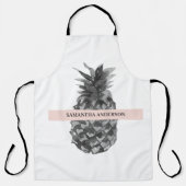 Aquarellfarbe Rosa und Graue Ananas | Ihr Name Schürze (Vorderseite)