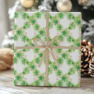 Aquarellfarbe Rosa und Grüne Lichter Garland Weihn Geschenkpapier