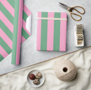 Aquarellfarbe Rosa und grüne Streifen Geschenkpapier