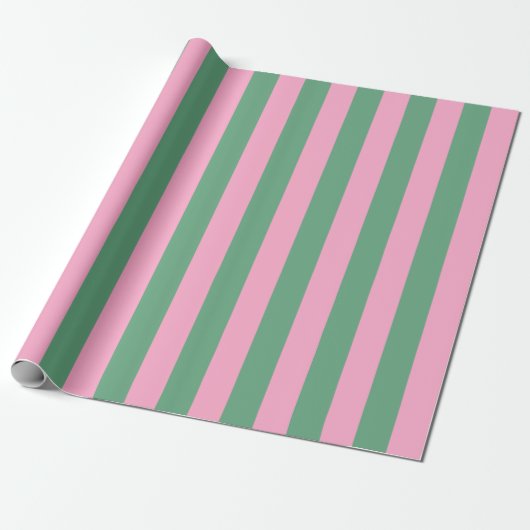 Aquarellfarbe Rosa und grüne Streifen Geschenkpapier (Ungerollt)