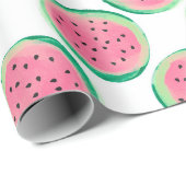 Aquarellfarbe Rosa und grünes Wassermelone Muster Geschenkpapier (Rolleneckpunkt)